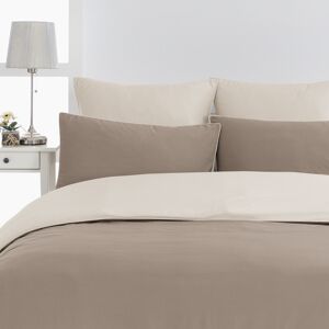 Sensei Maison Housse de couette bicolore en percale coton taupe/ficelle 200x200 cm Beige 200x1x200cm