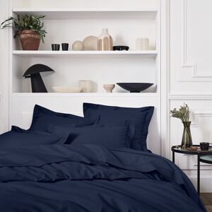 Essix Housse de couette unie en percale de coton bleu 140x200