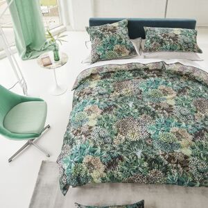 Designers Guild Housse de couette imprimee en satin de coton vert 200x200