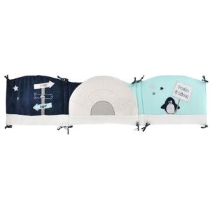 Home Maison Tour de lit bébé Pingou en velours Bleu 40x180 - Publicité