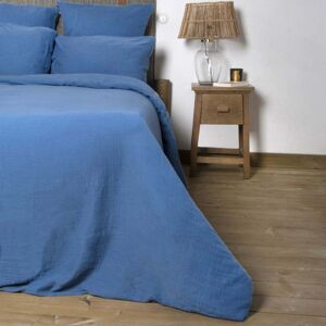 Febronie Housse de couette gaze de coton 260x240 bleu jean - Publicité