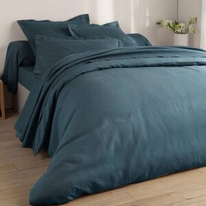 Becquet Drap-housse 140x200x28 bleu orage en lin Bleu 200x28x140cm