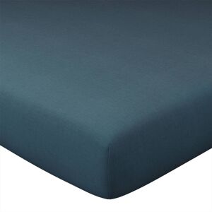 Becquet Drap-housse 160x200x28 bleu orage en lin