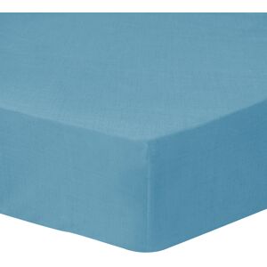 Matt & Rose Drap-housse uni en lin lave Bleu Givre 140x190/200cm - Bonnet 30cm