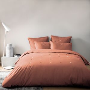 Matt & Rose Parure de lit brodée en percale de coton BIO Terracotta 240x220 cm