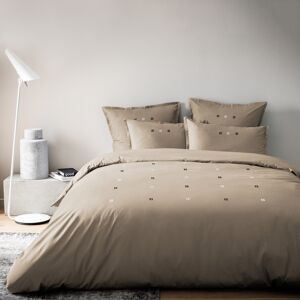 Matt & Rose Parure de lit brodée en percale de coton BIO Taupe 260x240+2x65x65cm - Publicité