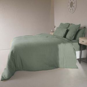 Febronie Housse de couette lin lavé 260x240 vert pistache