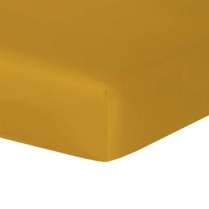 Febronie Drap housse satin de coton 200x200x40 jaune moutarde - Publicité