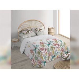 Purline Housse de couette 100% coton 1 pièce blanc et motifs floraux 240 x 240