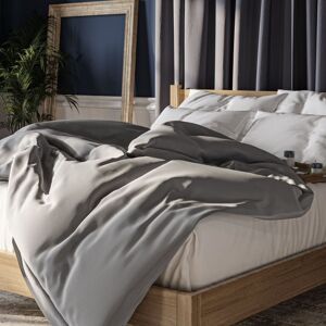 Emma Matelas Parure Grise 100% percale de coton ultra-douce 140x200 Gris 200x1x200cm