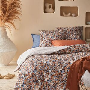 Essix Housse de couette en percale de coton orange et bleu 140x200