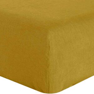 Housse De Reve Drap housse lin lave jaune 140x190 cm