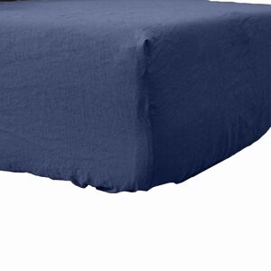 Housse De Reve Drap housse lin lave bleu cobalt 200x200 cm