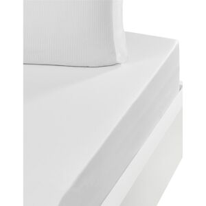 Sensei Maison Drap housse uni en satin de coton 120 fils bo blanc 180x200 cm