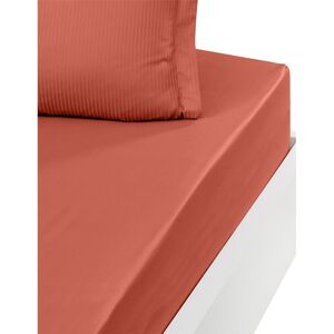 Sensei Maison Drap housse uni en satin de coton 120 fils bo terracota 140x190 cm