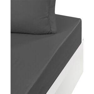 Sensei Maison Drap housse uni en satin de coton 120 fils bo anthracite 140x190 cm - Publicité