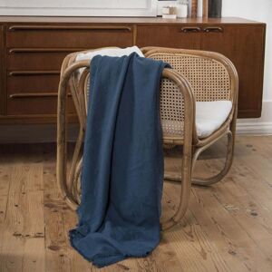 Febronie Jete de lit grand modele lin lave 180x260 bleu indigo