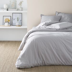 Essix Parure de lit Housse de couette 260x240 + taie carree gris mastic