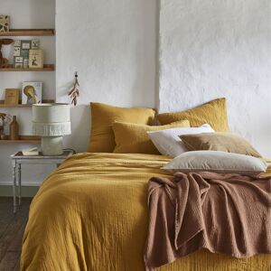 Essix Housse de couette uni en gaze de coton jaune 200x200