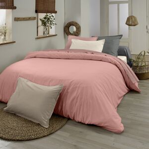 Home Maison Housse de couette en coton biologique rose blush 200x200 cm - Publicité