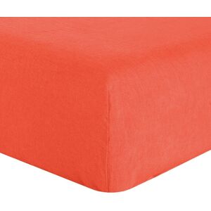 Housse De Reve Drap housse 2 personnes en lin francais - lin lave orange 180x200 cm