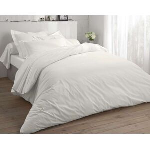 Becquet Housse de couette 200x200 blanc ivoire en percale de coton - Publicité