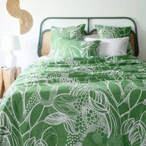 Carré Blanc Housse de couette réversible percale de coton bio vert 240x220 - Publicité