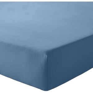 A demain Drap housse uni en coton bleu 180x200