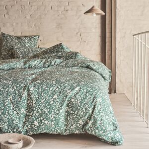 A demain Parure de lit taies carrees en percale de coton vert 240x260