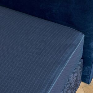 Anne de Solene Drap housse satin bleu fonce 180x200 cm Bleu 200x0x180cm