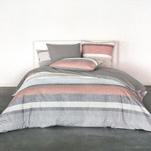 Anne de Solene Parure de lit percale gris fonce 260x240 + 2x50x75 cm Gris 240x0x260cm