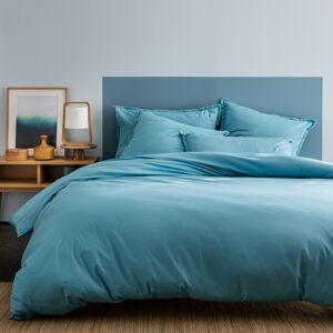 Matt & Rose Parure de lit unie en coton lavé Bleu Glacier 240x220+2x65x65cm - Publicité