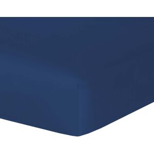 Febronie Drap housse satin de coton 200x200x40 bleu indigo - Publicité