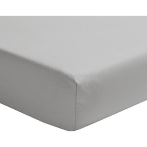 Essix Drap housse en percale de coton gris galet 180x220