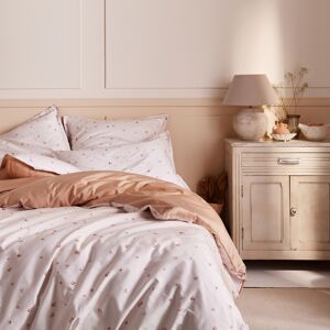 A demain Parure de lit imprimee en satin de coton beige 200x200