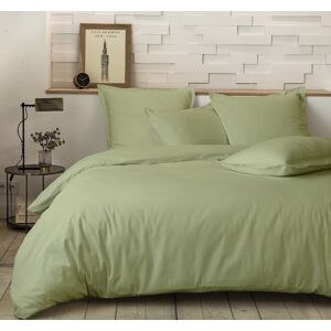 Home collection Parure housse de couette percale de coton vert 260x240 cm - Publicité