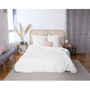 Côte Deco Parure de lit coton et lin 220 x 240 cm blanc