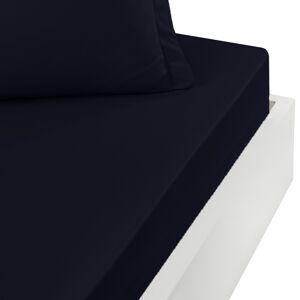 Sensei Maison Drap housse satin coton-tencel 200f bonnet 40 cm Bleu Nuit 180x200 cm