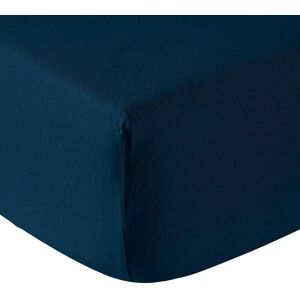 Anne de Solene Drap housse lin bleu de chine 160x200 cm