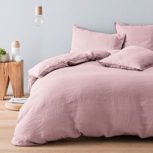 Cotton & Co Housse de couette pur lin lavé rose 200x200 - Publicité