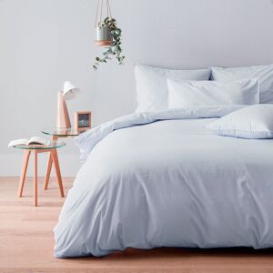 Cotton & Co Housse de couette percale coton lavée bleu 140x200 - Publicité