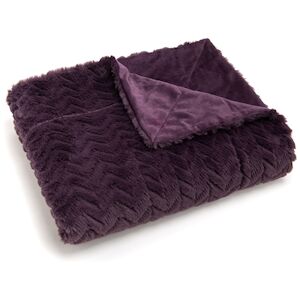 Plaid chevron 130x170 prune -  Violet Rectangle Polyester Amadeus 130x1 cm - Publicité