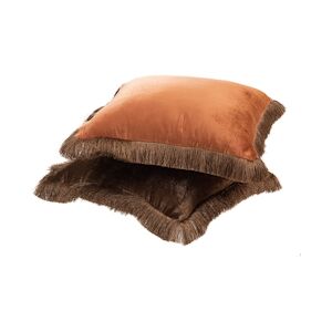 AMADEUS Coussin Iris marron et orange 45x45 cm x2 - Multicolore Carré Tissu Amadeus 45x8 cm