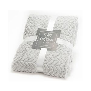 AMADEUS Plaid chevron 130x170 gris clair - Rectangle Polyester Amadeus 130x1 cm