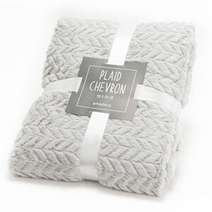 Plaid chevron 130x170 gris clair -  Rectangle Polyester Amadeus 130x1 cm - Publicité