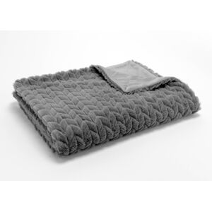 Plaid chevron 130x170 anthracite -  Gris Rectangle Polyester Amadeus 170x130 cm - Publicité