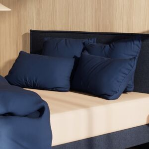 Tediber - Taies d'oreiller bleues en percale de coton 71 fils 100% coton peigne - Livraison express gratuite