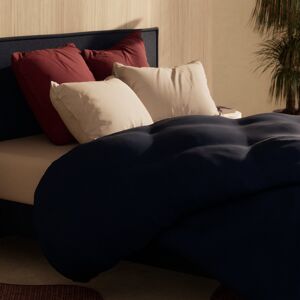 Tediber - Housse de couette 140x200 bleue en percale de coton 71 fils 100% coton peigné - Livraison express gratuite