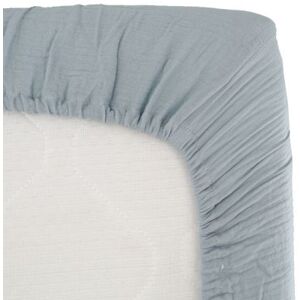 Domiva Drap housse en gaze de coton bleu vintage (60 x 120 cm) - Publicité