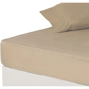 Non communiqué Drap de lit drap-housse couvre-matelas en polyester-coton coloris beige - Longueur 200 x Profondeur 150 x Hauteur 30 cm -JUANIO- Beige - Publicité